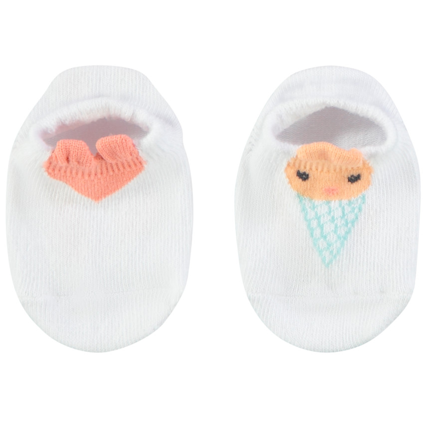 Lot de 2 paires de chaussettes courtes cœur/glace pour bébé fille 