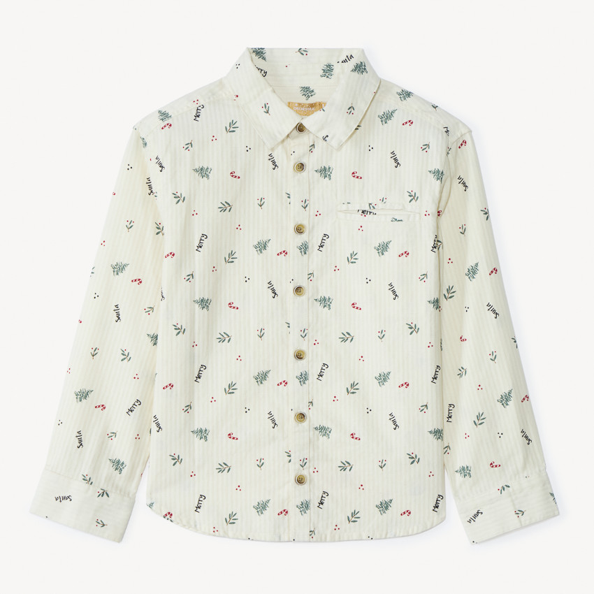 Hemd met lange mouwen en kerstprint voor jongens 