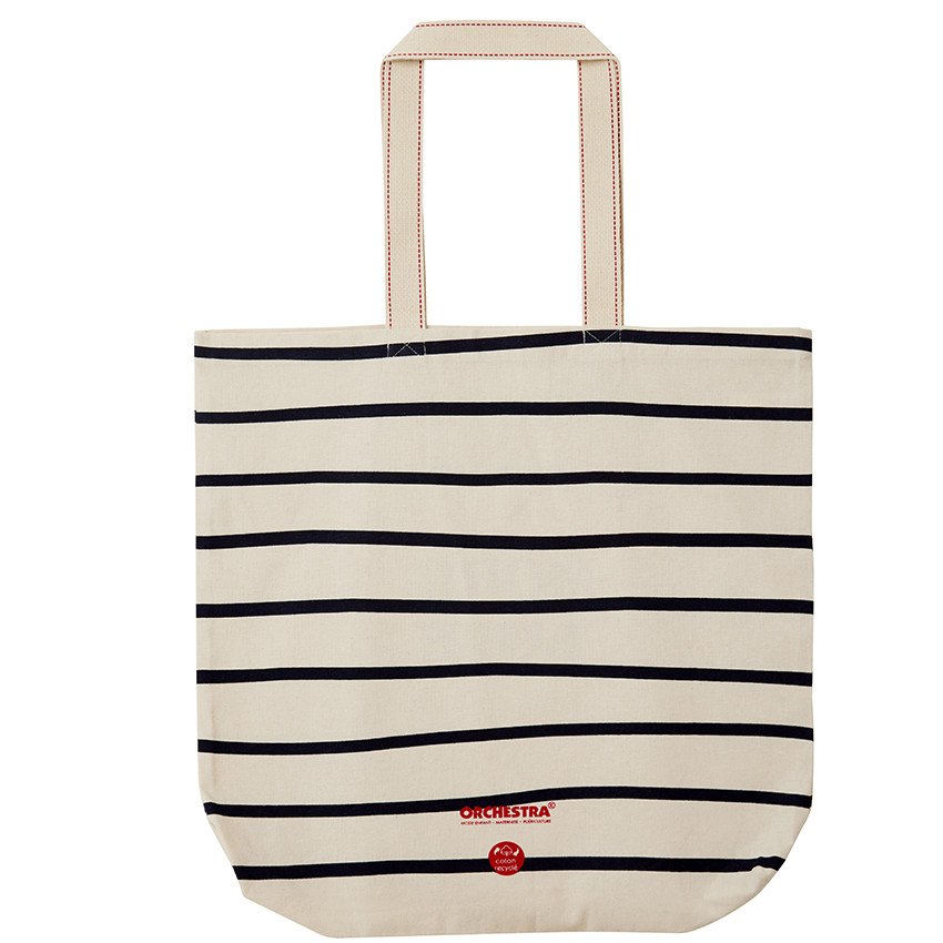 Tote bag met strepen en hart van 65% gerecycled katoen 
