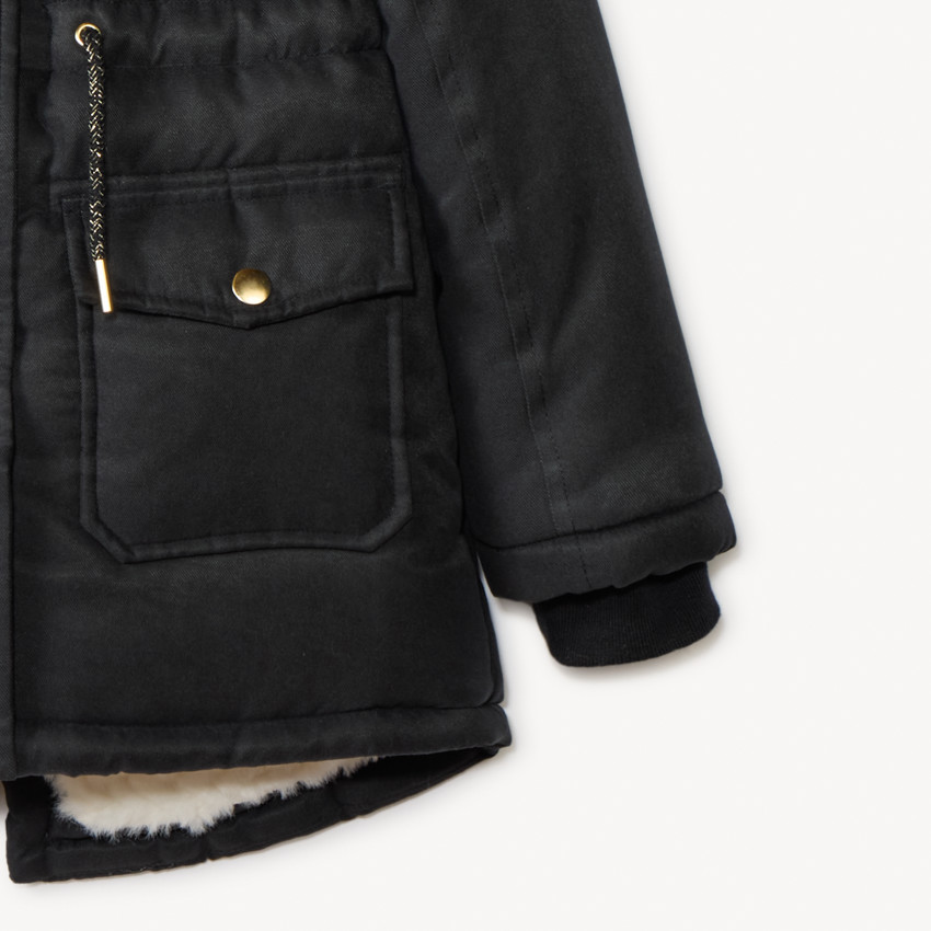 Parka déperlante à capuche effet fourrure pour fille 