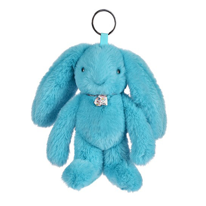 Peluche Porte-clé Lapin Fleurette 18cm Turquoise 