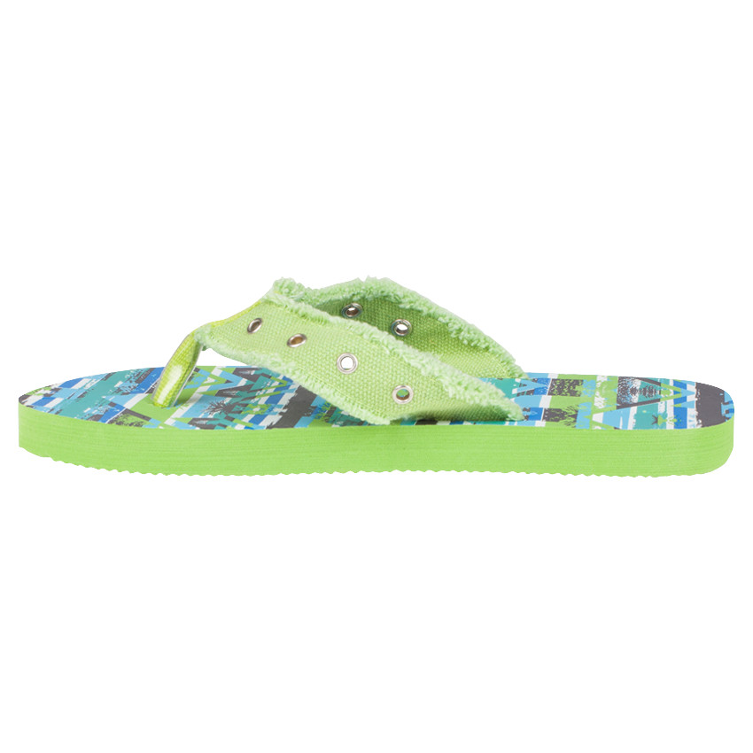 Slippers met grafische print en textiele band met metalen eyelets 
