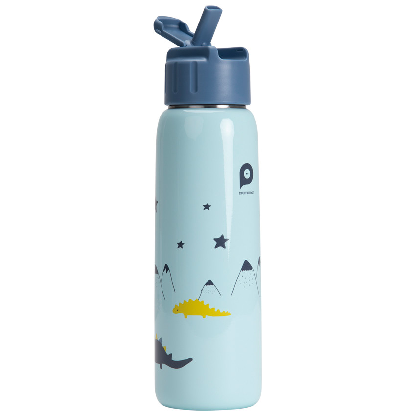 Gourde en métal Mes amis les dinos avec paille 380 ml 