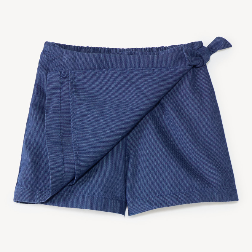 Jupe short fille en toile bleu marine 
