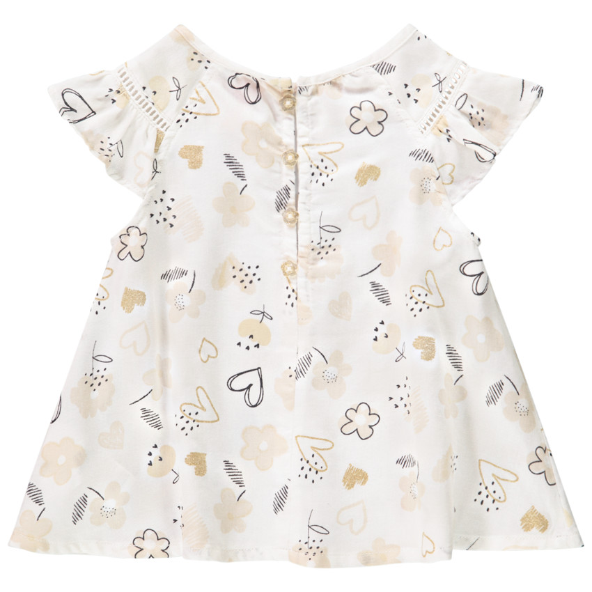 Top met Korte Mouwen en Ruches van Satijn voor Babymeisje 