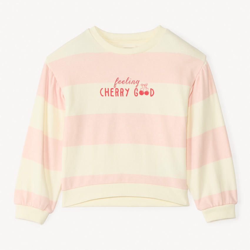 Sweat en molleton à rayures print fantaisie pour fille 