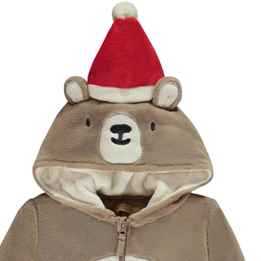 Surpyjama en sherpa ours avec bonnet de Noël pour garçon 