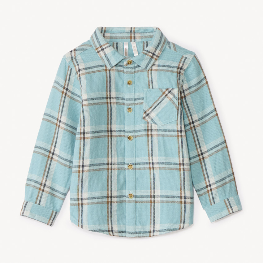 Chemise manches longues à carreaux en flanelle pour bébé garçon 