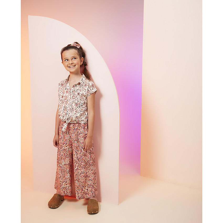 Chemise manches courtes forme boîte imprimé fantaisie pour fille 