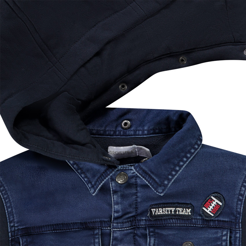 Jeansjasje met kap en mouwen van molton voor jongens 