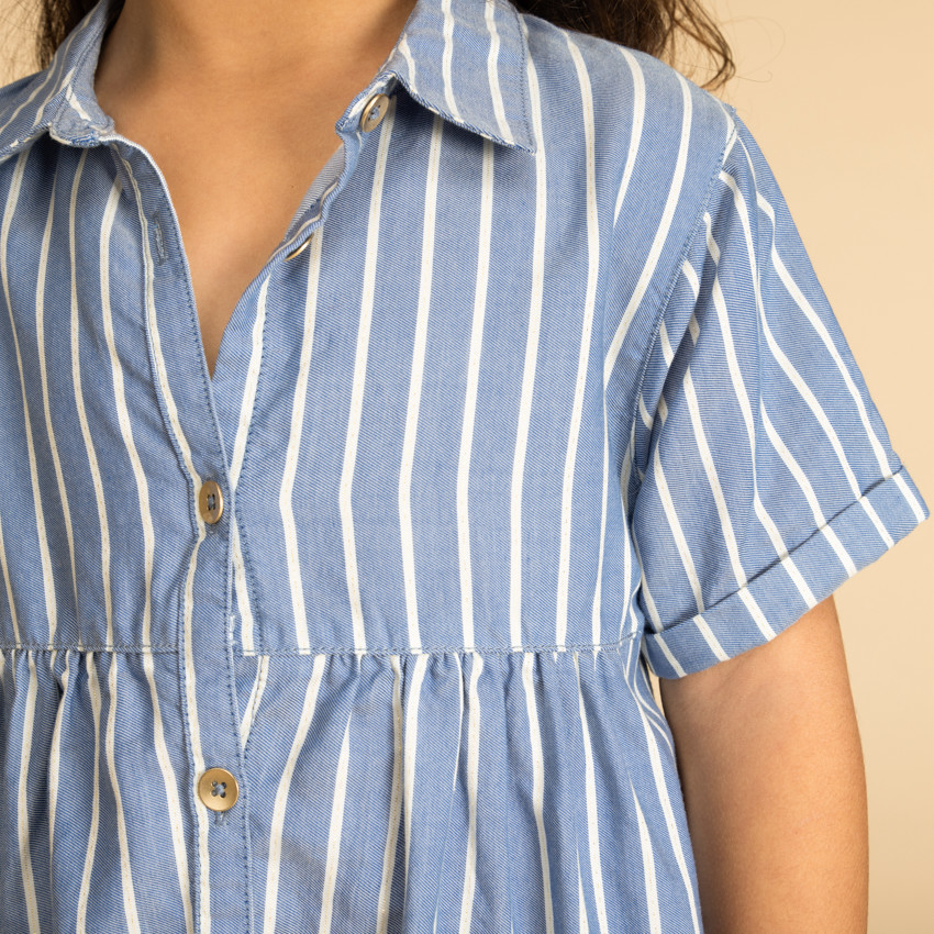 Robe chemise manches courtes rayée pour fille 
