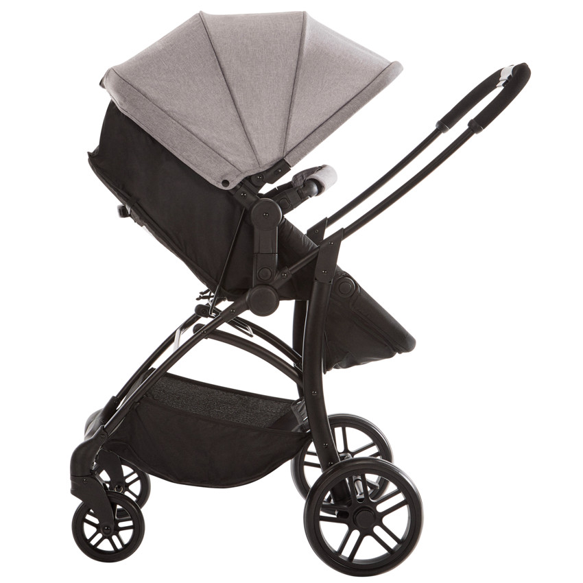 Poussette trio combinée avec siège-auto et couffin gris chiné/noir 