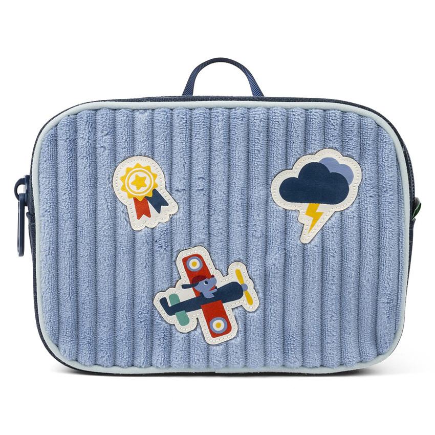 Pochette en velours avec sangle Bleu Jules 