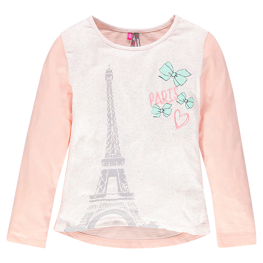 Tee-shirt manches longues bicolore print Tour Eiffel 