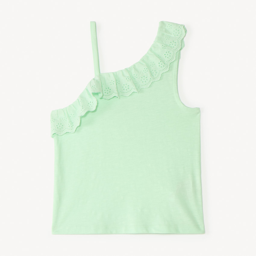 Débardeur à bretelles asymétriques et broderie anglaise fille 