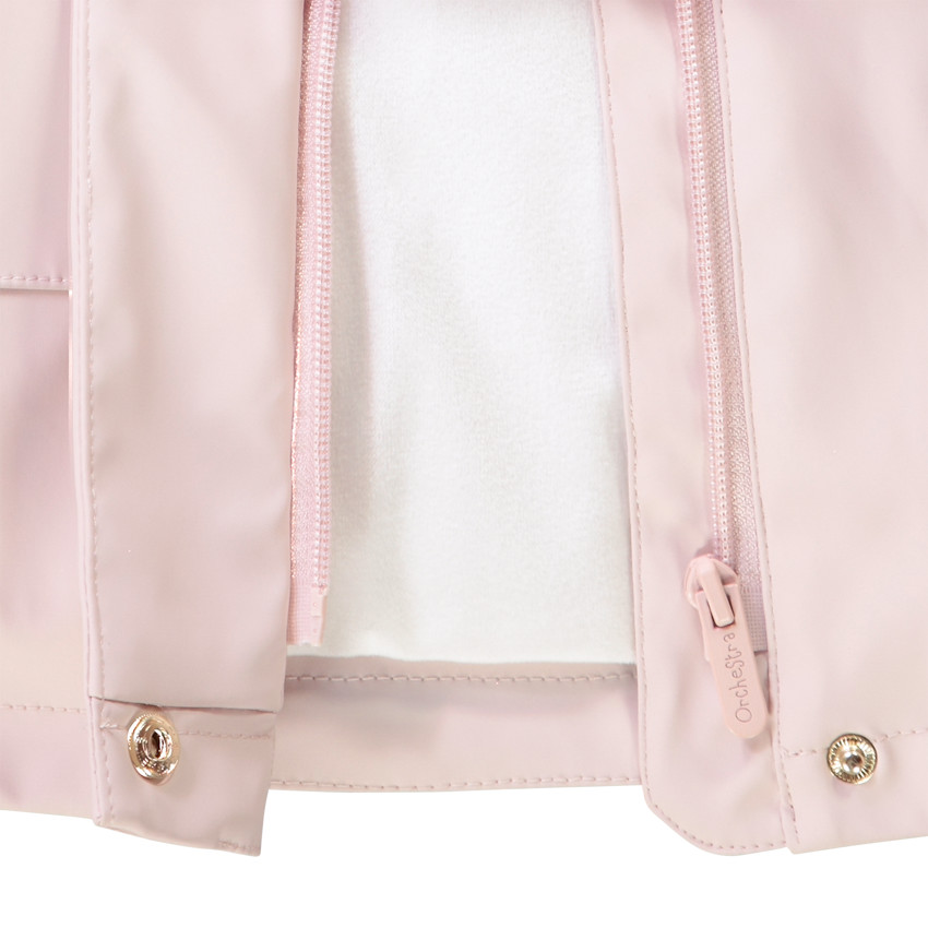 Parka gomme à capuche en polyuréthane doublée en sherpa pour fille 