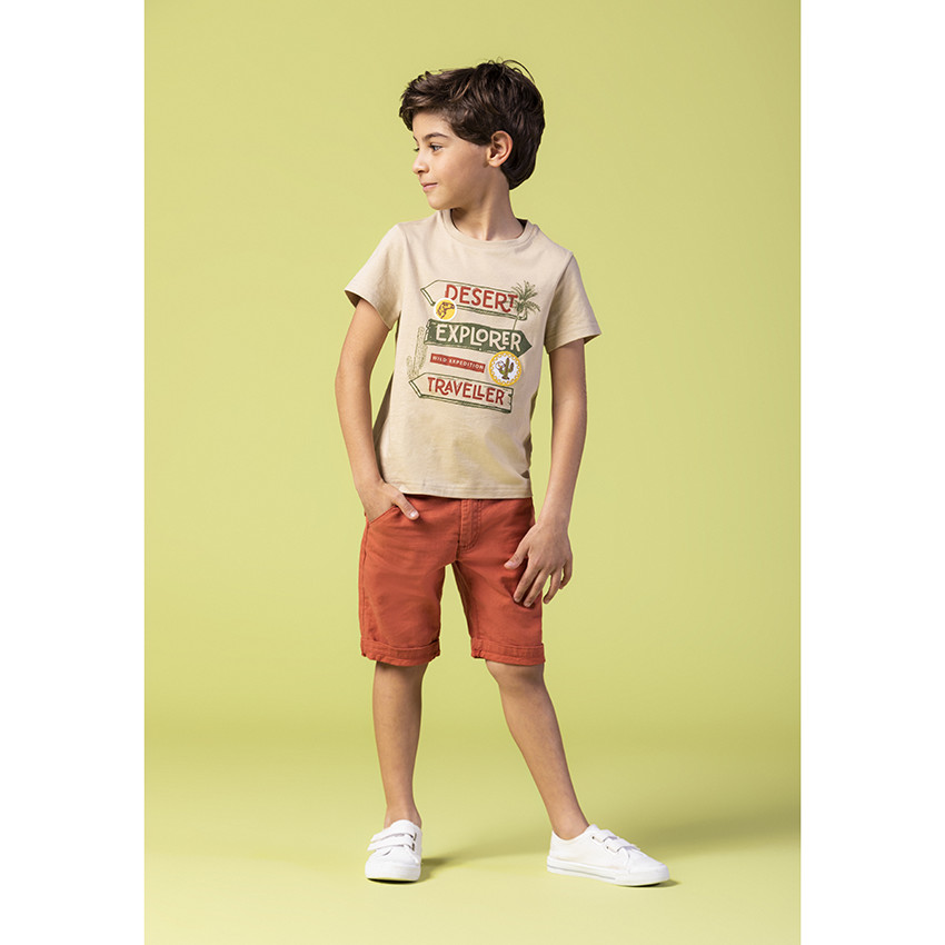 T-shirt manches courtes à motif printé et badges brodés 