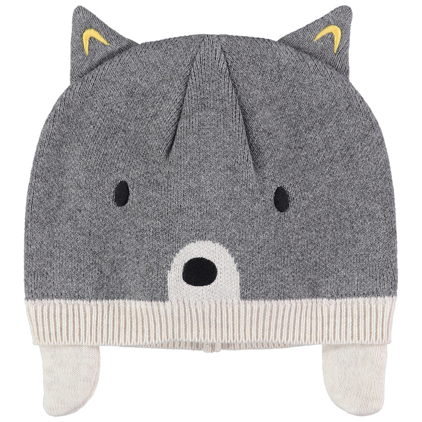 Bonnet en tricot à oreilles doublé jersey 