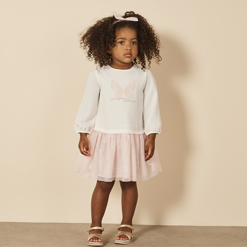 Set van 2 delen lange mouw jurk + hoofdband voor meisjes 