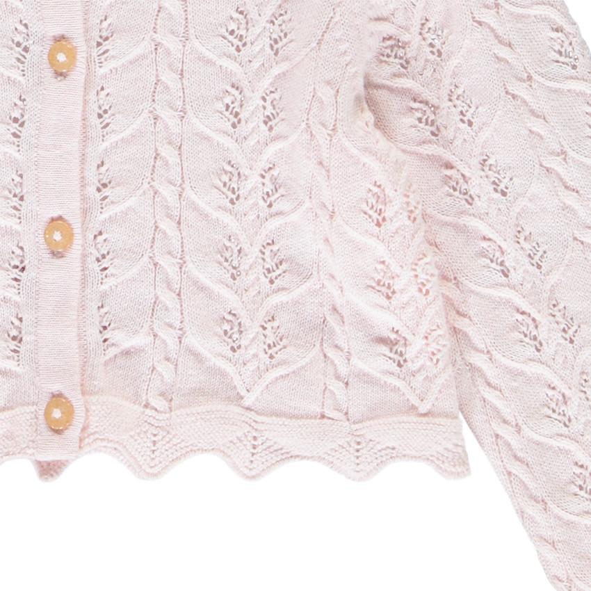 Gilet court en tricot ajouré pour bébé fille 