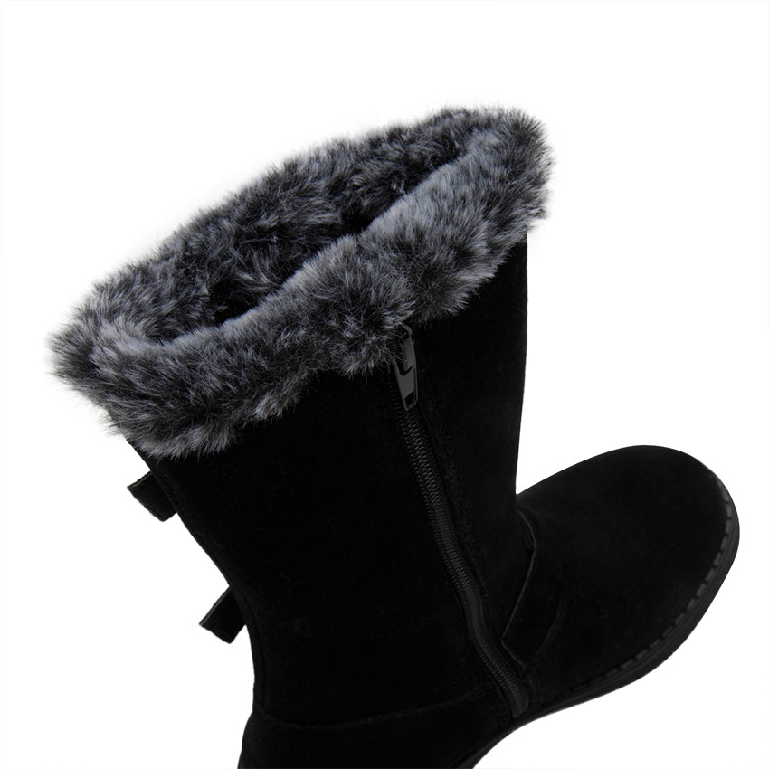 Bottes fourrées effet cuir avec doublure en fourrure et boucles 