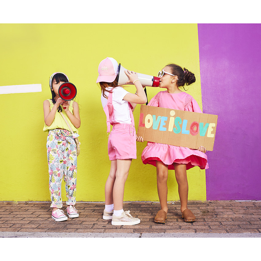 Casquette bicolore brodée et printée pour fille 