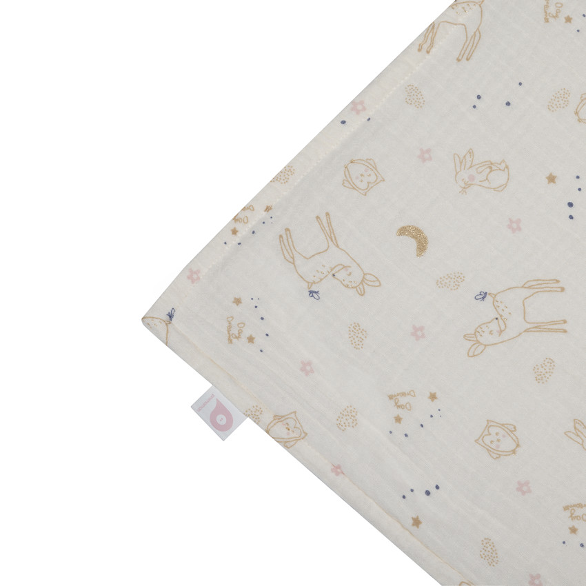 Couverture double face sherpa/gaze 80 x 110 cm Little Deer 