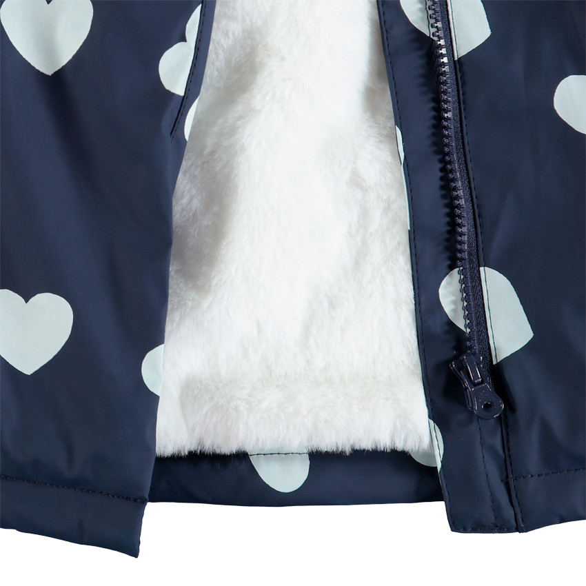 Parka en gomme à pois doublée sherpa pour enfant fille 
