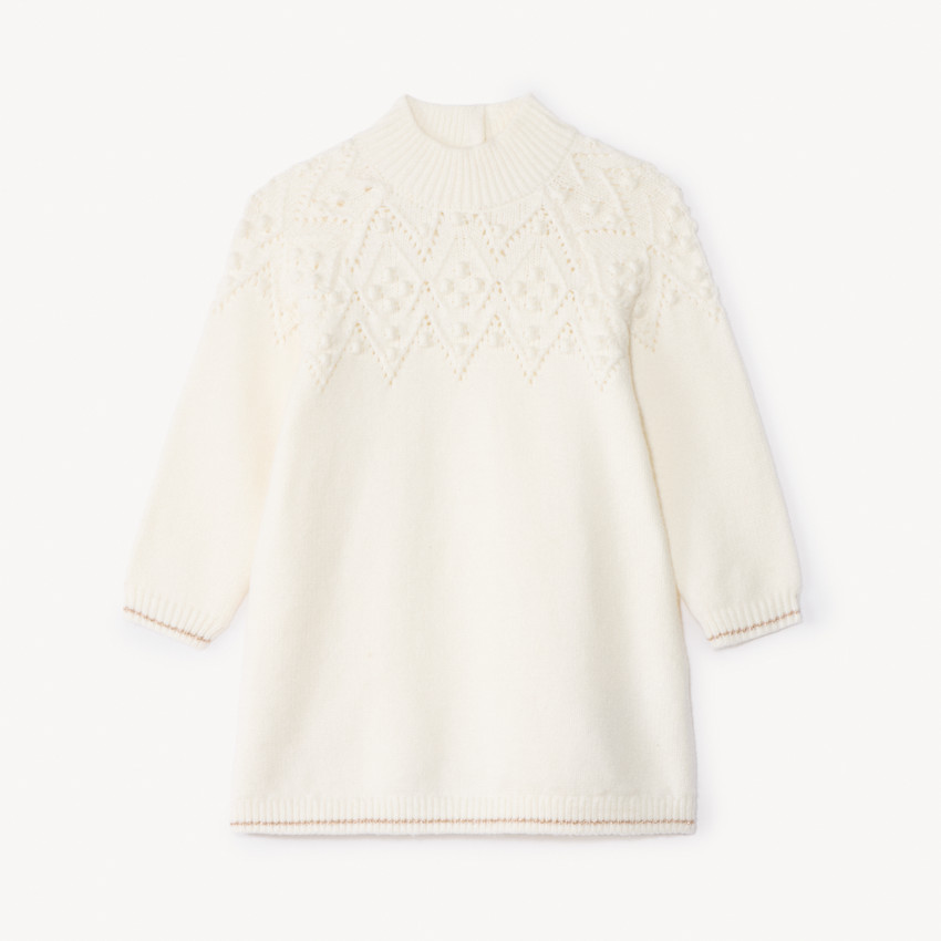 Robe manches longues en tricot uni pour bébé fille 