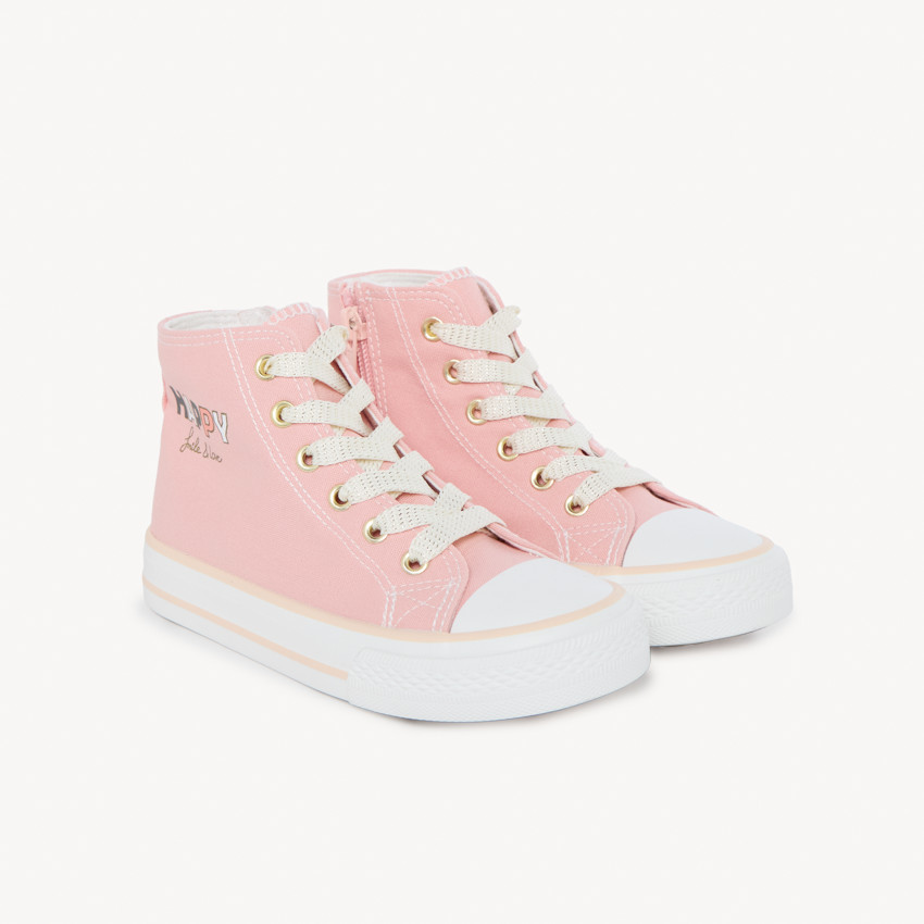 Hoge canvas schoenen met rits en fantasielussen voor meisjes 