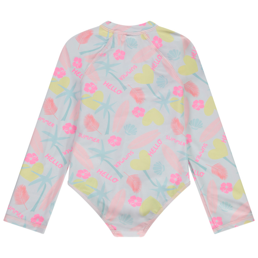 Maillot de bain 1 pièce anti-UV imprimé exotique pour fille 