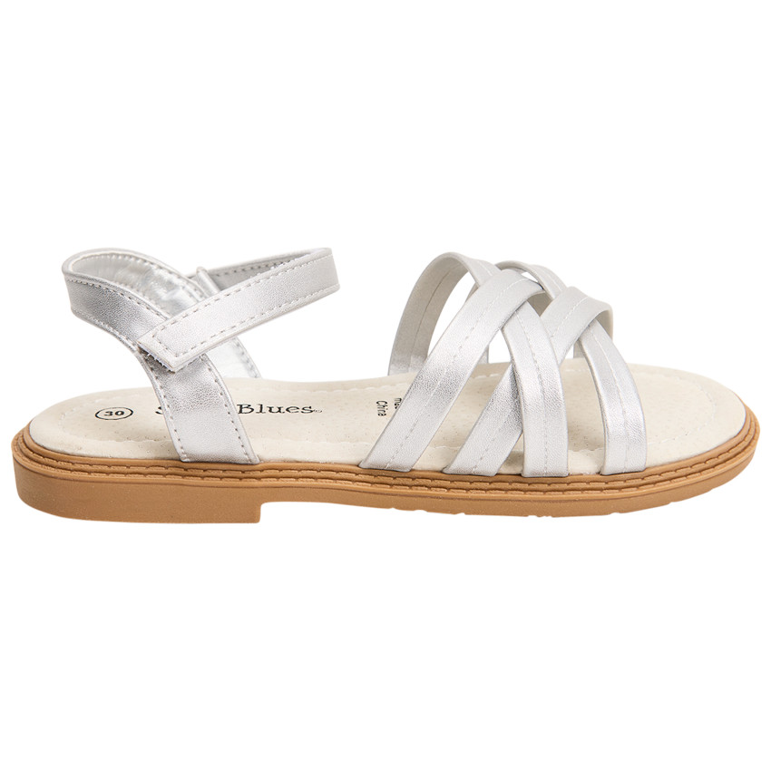 Sandales argentées à brides croisées pour fille 