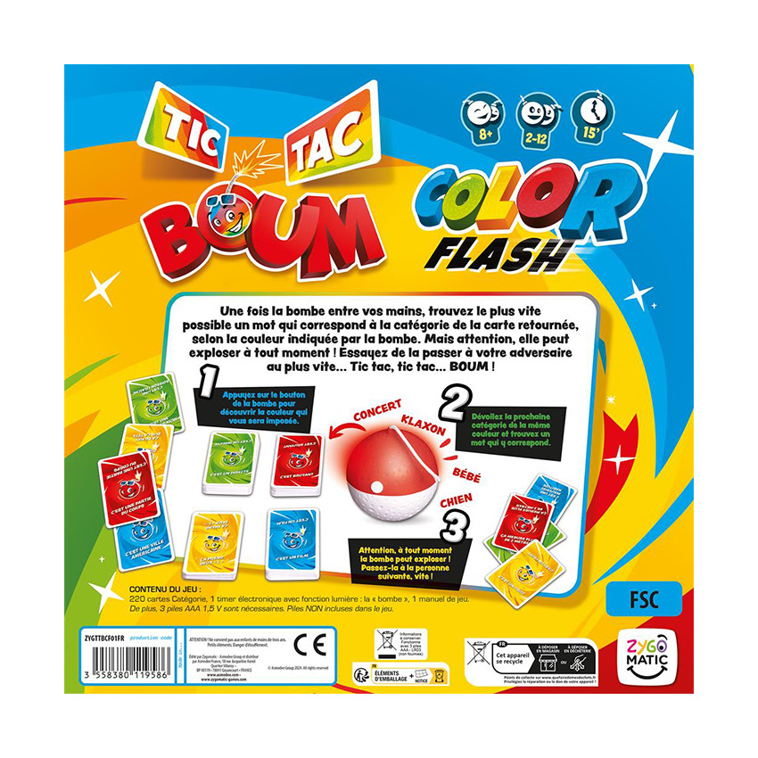 Jeu de rapidité Tic Tac Boum Color Flash 