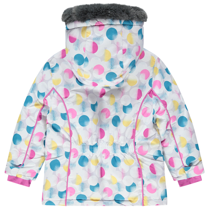 Waterdichte ski-jas met stippen "all-over" en met afneembare kap 