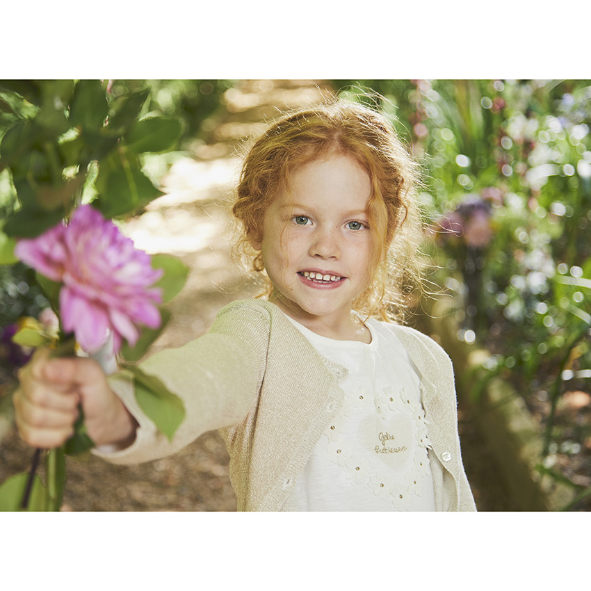 Vest kort in gebreid met golvende onderkant voor meisjes 