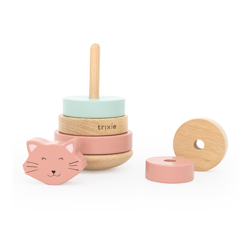 Tour de construction en bois à empiler Mrs Cat  