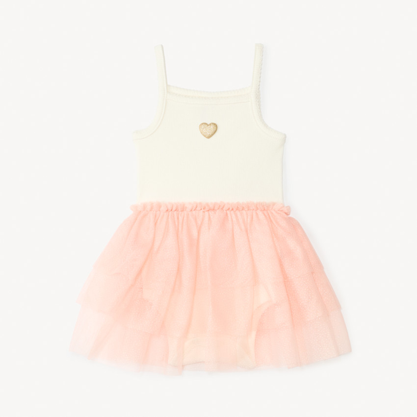 2-in-1 jurk met tutu en hartjesprint voor babymeisjes 