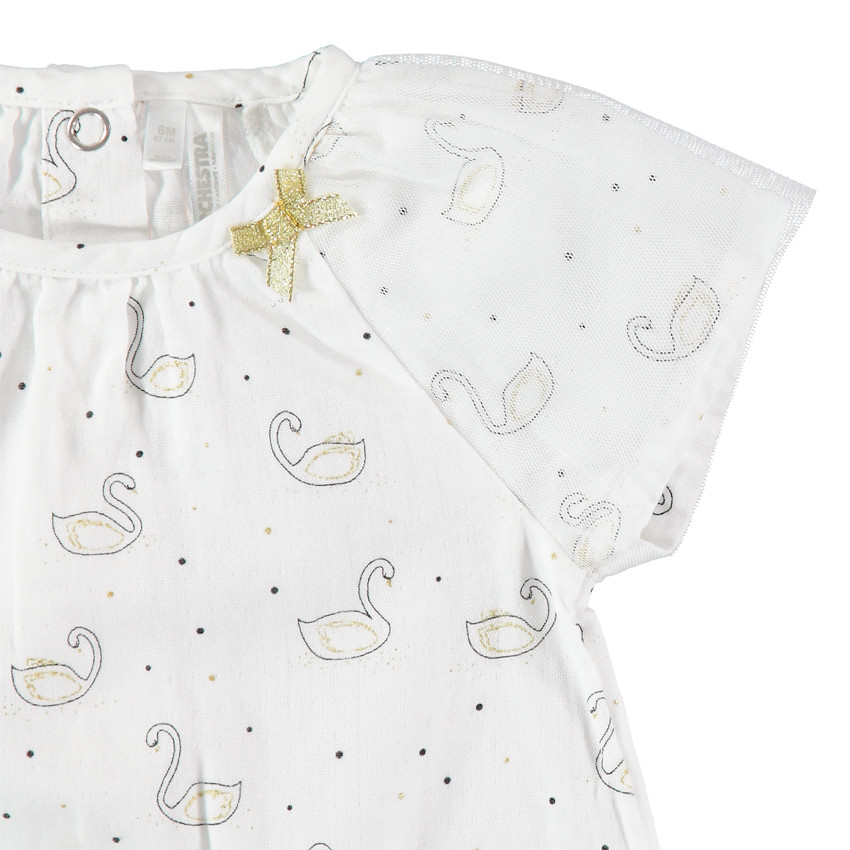 Combinaison courte imprimée cygnes all-over 