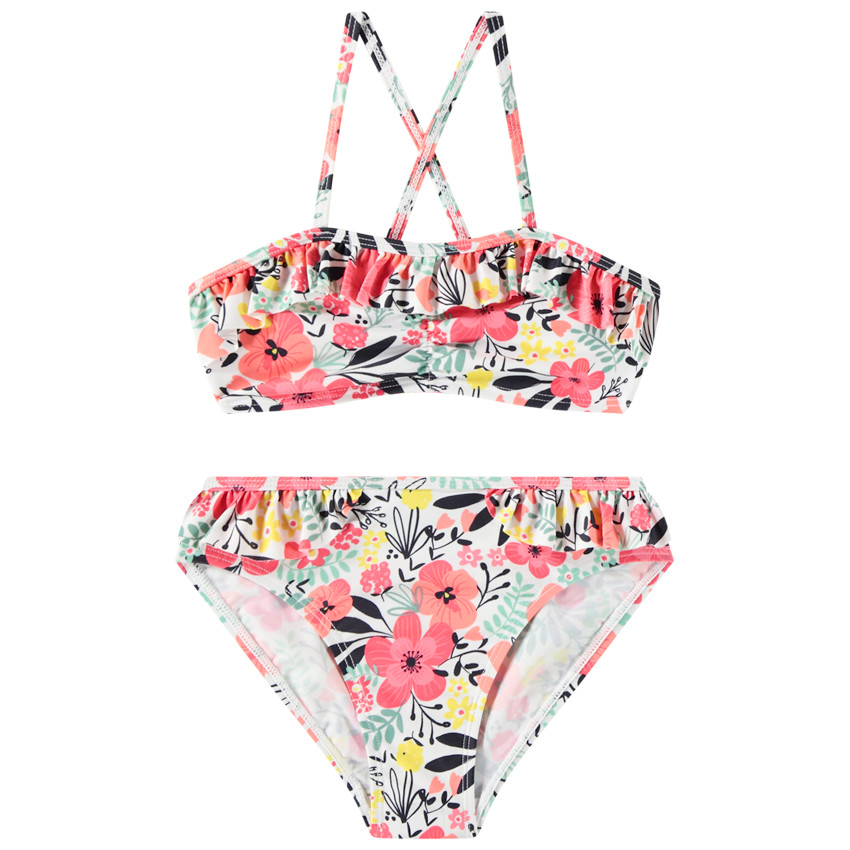 Maillot de bain 2 pièces en jersey imprimé fleuri pour fille 