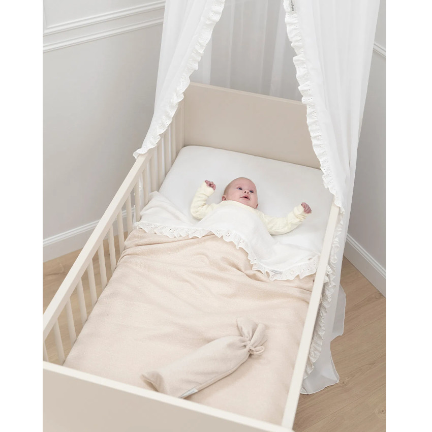 Couverture lit bébé Teddy Sparkle - Ivoire/doré mêlé 