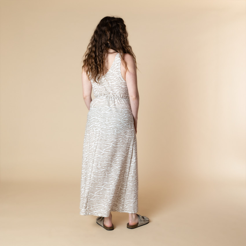 Robe longue de grossesse et d'allaitement à imprimé zèbre 