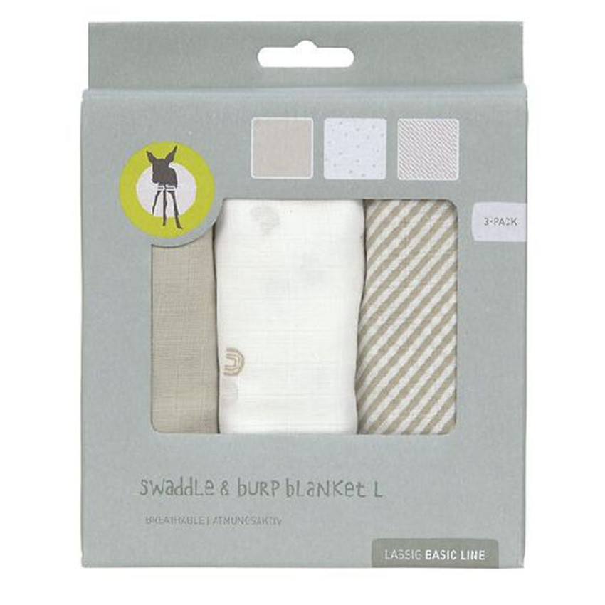 Lot de 3 langes mousseline 80x80cm Rainbow 