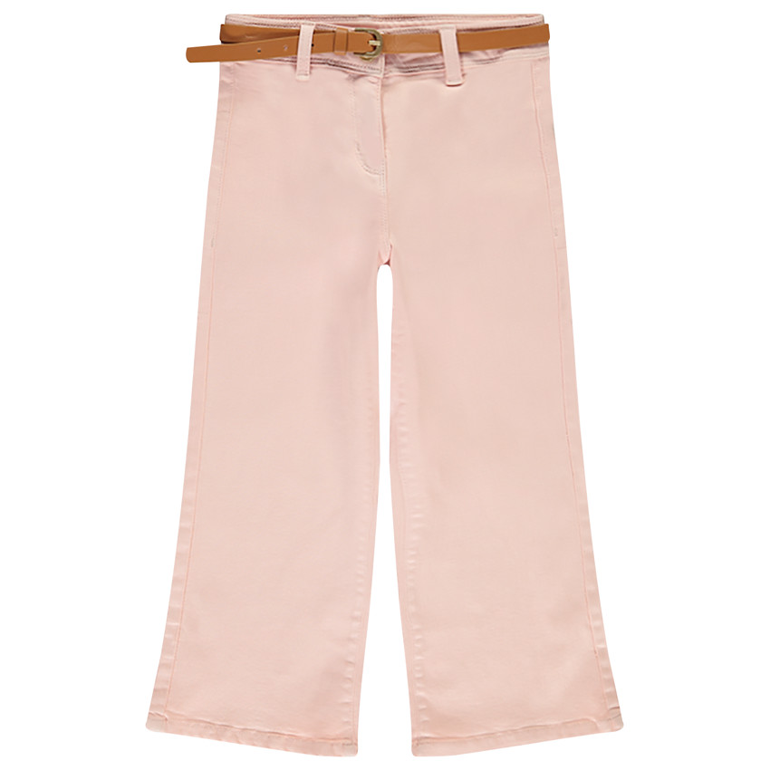 Jean denim overdyed large rose avec ceinture pour fille  