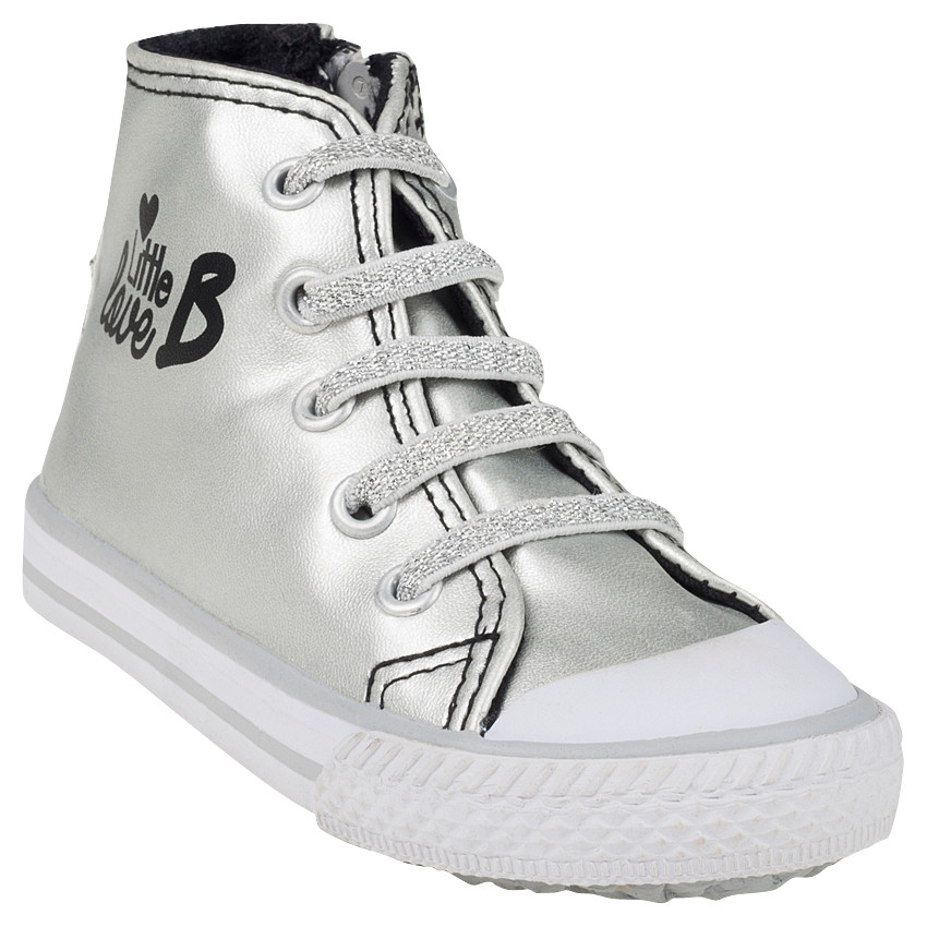 Baskets montantes à zip et lacet pailleté avec bande paillettes 