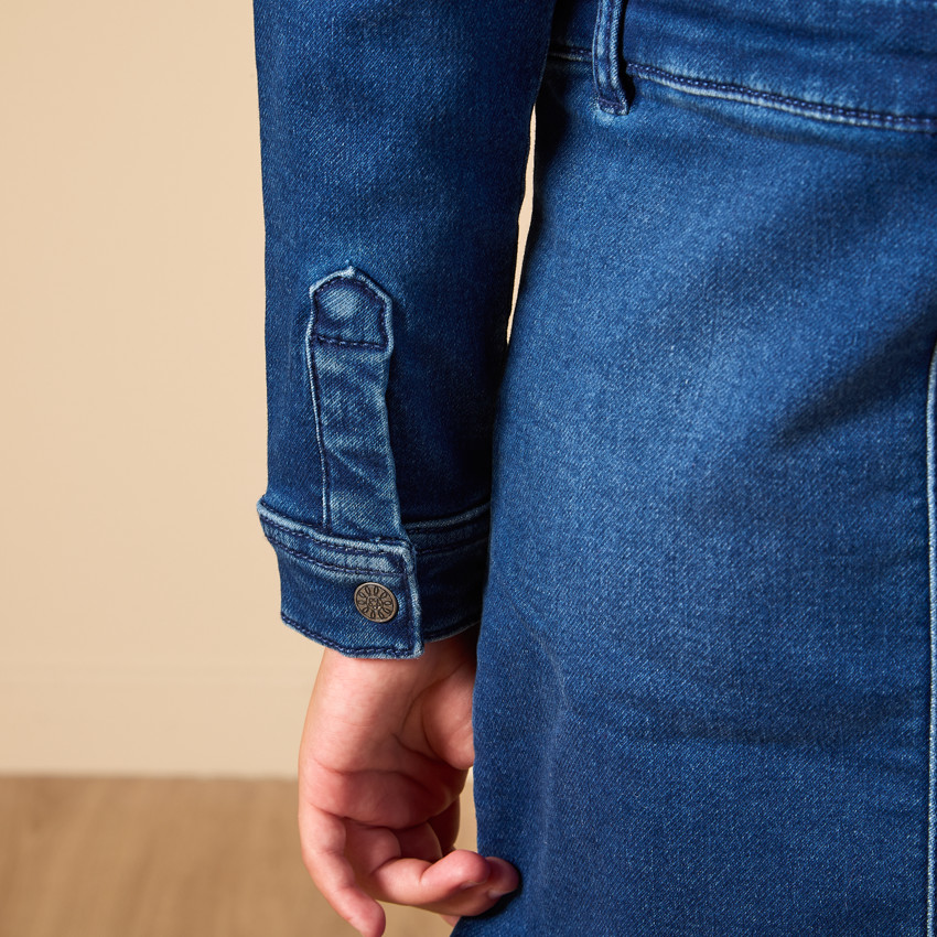 Lange mouwen denim chemise jurk voor meisjes 