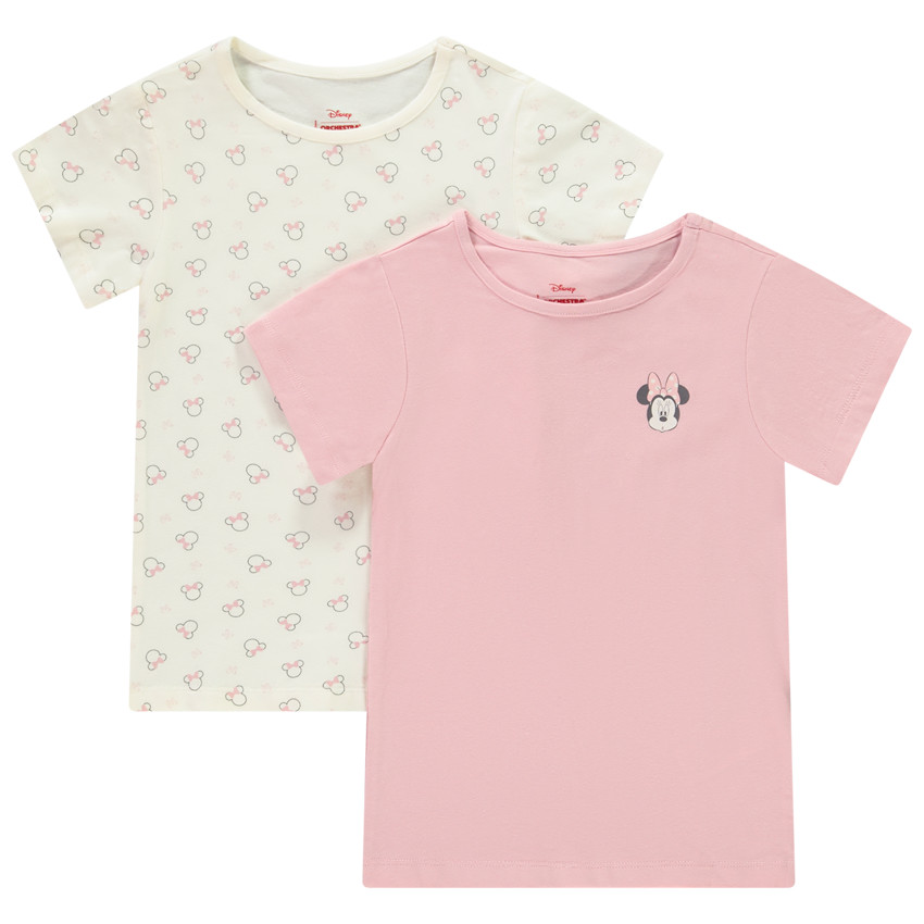 Set van 2 onderhemdjes korte mouwen Minnie Disney voor meisjes 