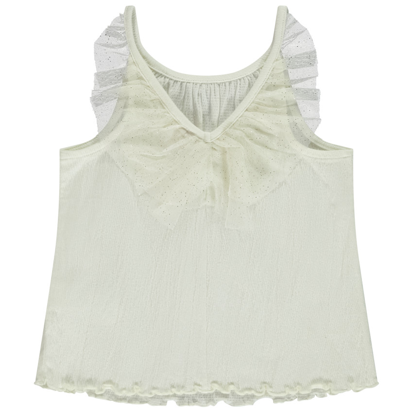 Mouwloos topje met gekreukt effect en glittertule voor meisjes 