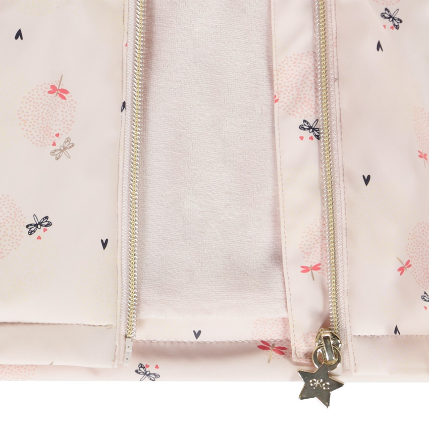 Parka gomme à capuche doublée jersey imprimé fantaisie pour bébé fille 