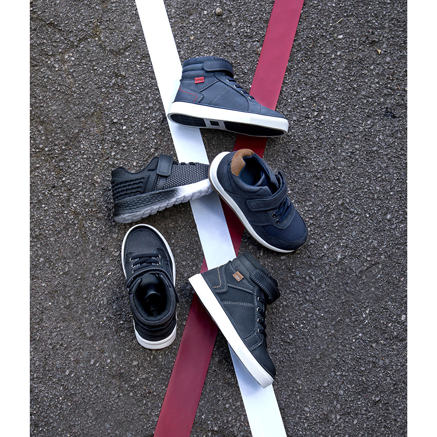 Hoge sneakers met elastische veters en velcro voor jongens 