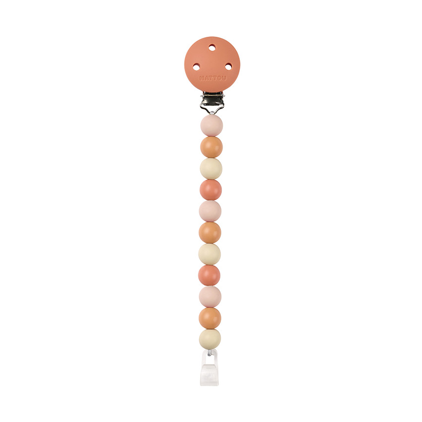 Fopspeenketting silicone Beige/Terracotta 